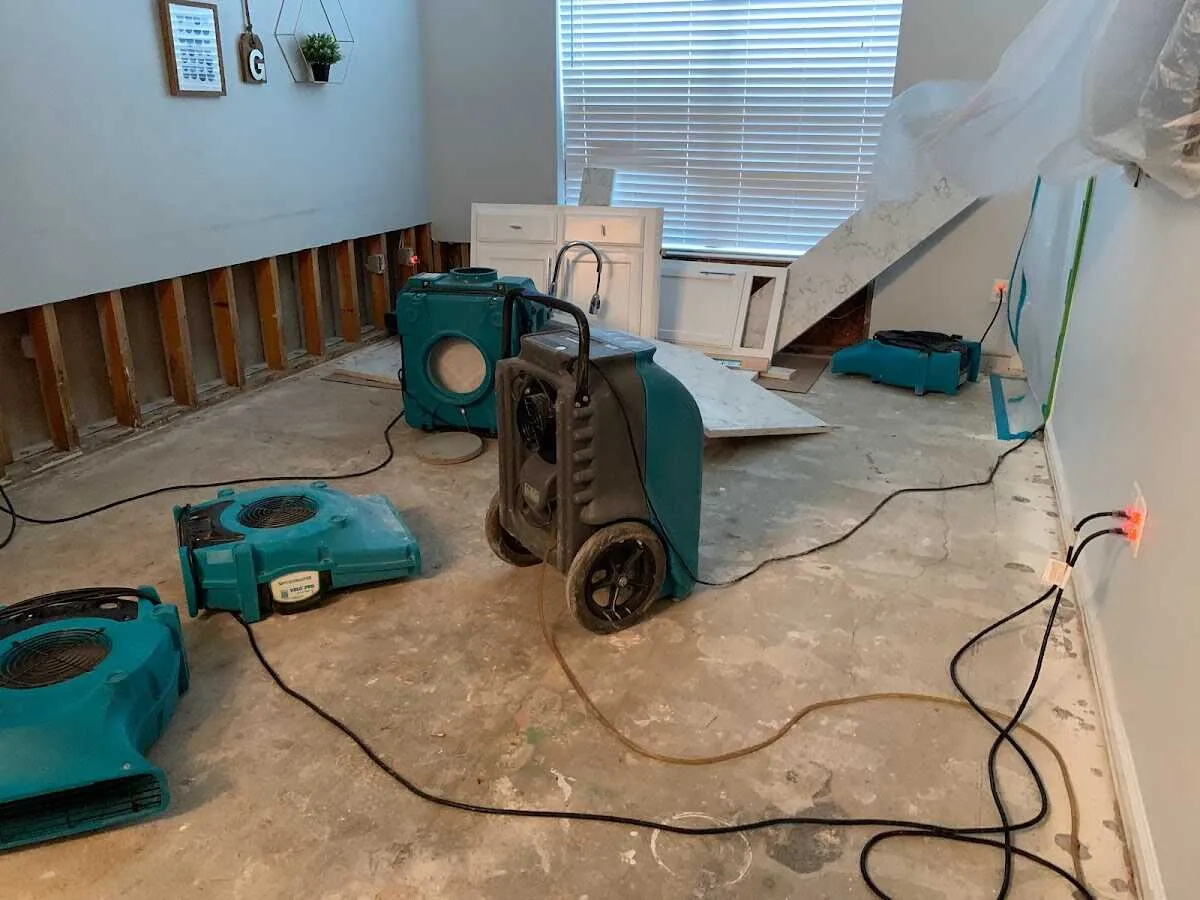 Dehumidifier in flood-cut room for Water Damage Restoration in Hueytown
